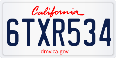 CA license plate 6TXR534