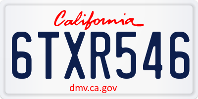 CA license plate 6TXR546