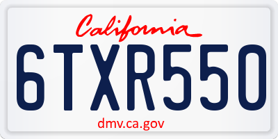 CA license plate 6TXR550