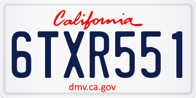 CA license plate 6TXR551