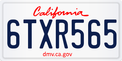 CA license plate 6TXR565