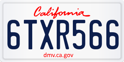 CA license plate 6TXR566