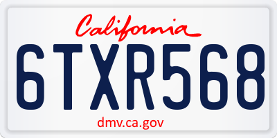 CA license plate 6TXR568