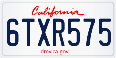 CA license plate 6TXR575