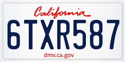 CA license plate 6TXR587