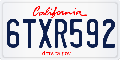 CA license plate 6TXR592