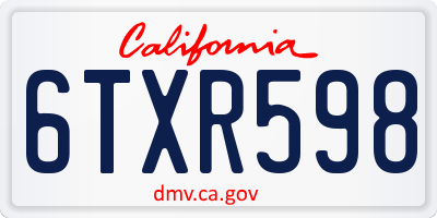 CA license plate 6TXR598