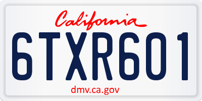 CA license plate 6TXR601