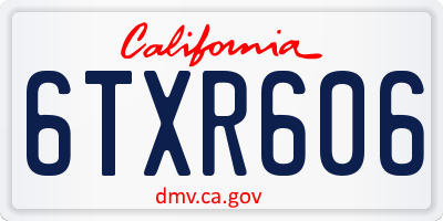 CA license plate 6TXR606