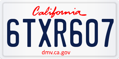 CA license plate 6TXR607