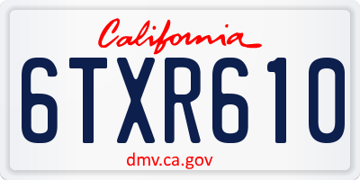 CA license plate 6TXR610