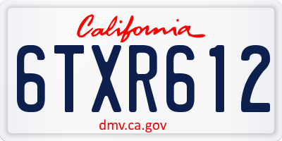 CA license plate 6TXR612