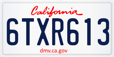 CA license plate 6TXR613