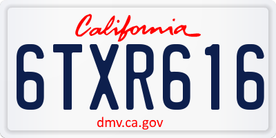 CA license plate 6TXR616