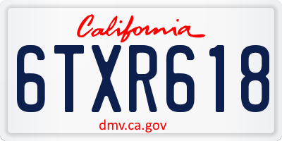 CA license plate 6TXR618