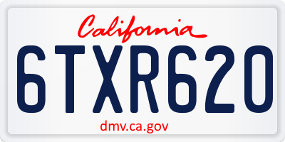 CA license plate 6TXR620