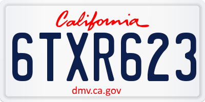 CA license plate 6TXR623
