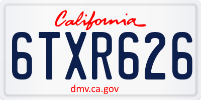 CA license plate 6TXR626