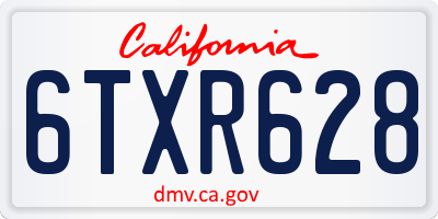 CA license plate 6TXR628