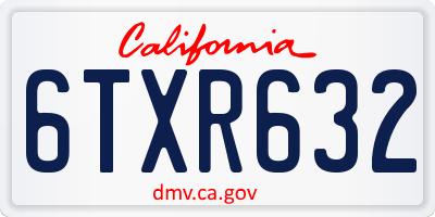 CA license plate 6TXR632