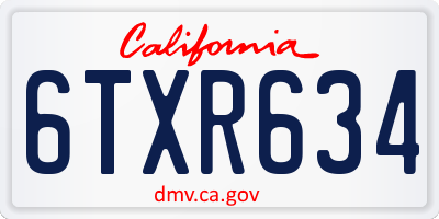 CA license plate 6TXR634