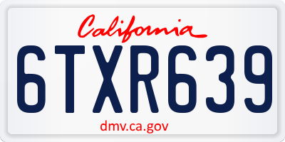 CA license plate 6TXR639