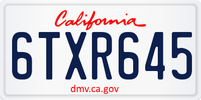 CA license plate 6TXR645