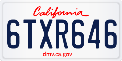CA license plate 6TXR646