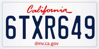 CA license plate 6TXR649