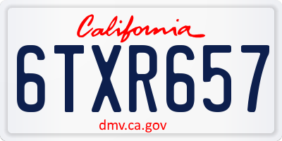 CA license plate 6TXR657