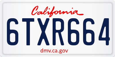 CA license plate 6TXR664