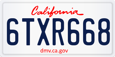 CA license plate 6TXR668