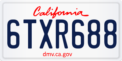 CA license plate 6TXR688