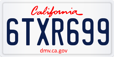 CA license plate 6TXR699