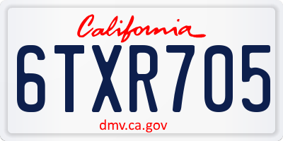 CA license plate 6TXR705