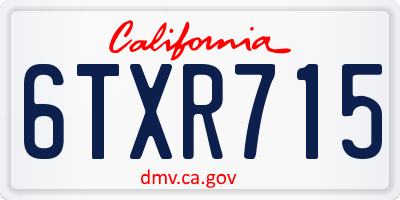 CA license plate 6TXR715
