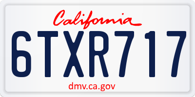 CA license plate 6TXR717