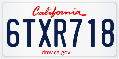 CA license plate 6TXR718