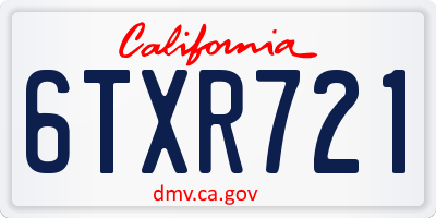 CA license plate 6TXR721