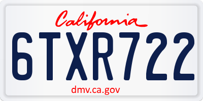 CA license plate 6TXR722