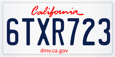 CA license plate 6TXR723