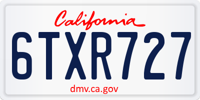 CA license plate 6TXR727