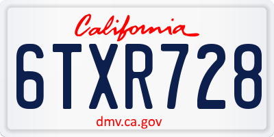 CA license plate 6TXR728