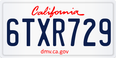 CA license plate 6TXR729