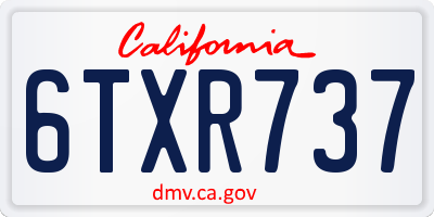 CA license plate 6TXR737