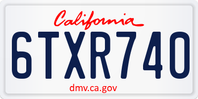 CA license plate 6TXR740