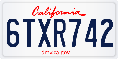 CA license plate 6TXR742