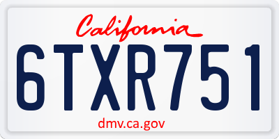 CA license plate 6TXR751