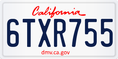 CA license plate 6TXR755