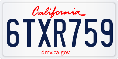 CA license plate 6TXR759